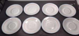 8 Corelle Country Cornflower Saucers 6.125"